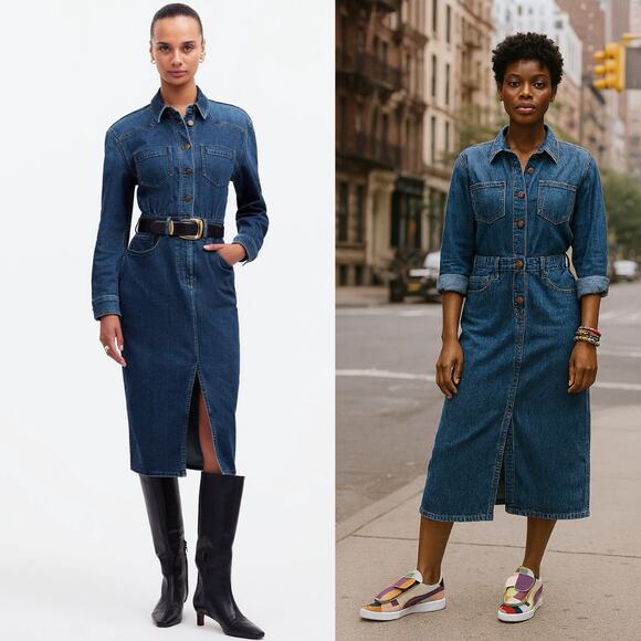 Madewell Dresses & Skirts - NEW Madewell Denim Western Midi Shirtdress in Laselle Wash Sz 2 Capsule Staple